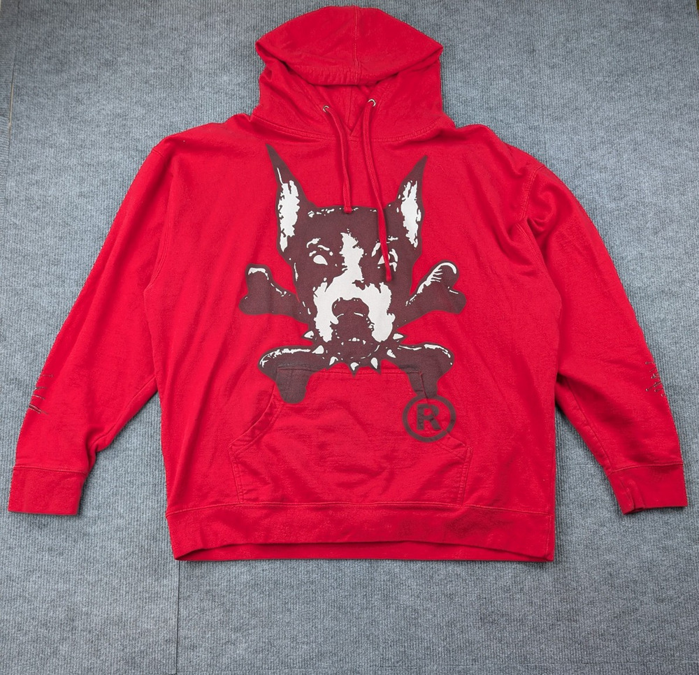 Dog Years Hoodie Mens XXL Skate Zillakami Graphic Sweatshirt Red Y2K Punk Jesse